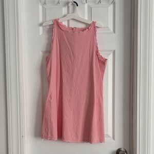 Pink Sleeveless Top with Scalloped Edges